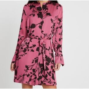 Equipment FEMME Roseabelle Floral Button-Down Short Charmeuse Belted Dress M